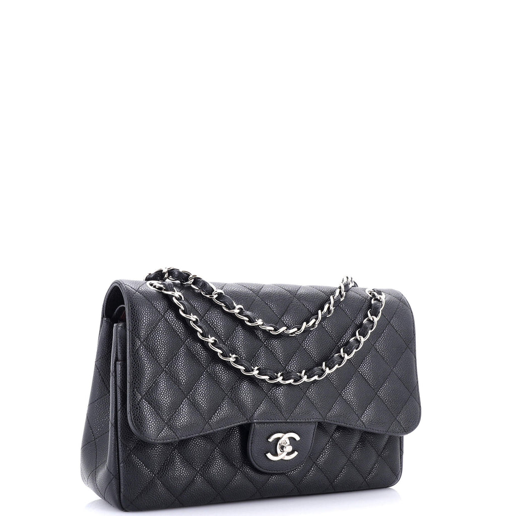 Chanel Classic Double Flap Bag Quilted Caviar Jumbo