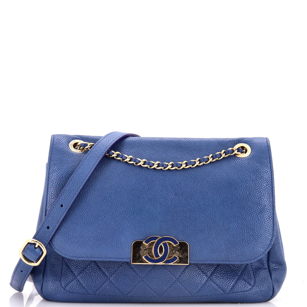 Chanel Data Center Back Pocket Flap Bag Caviar Medium