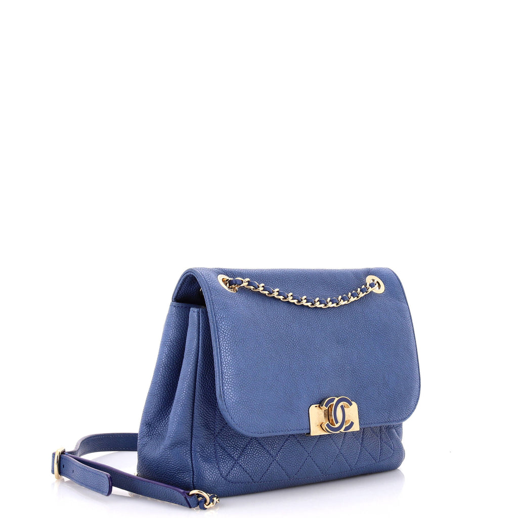 Chanel Data Center Back Pocket Flap Bag Caviar Medium