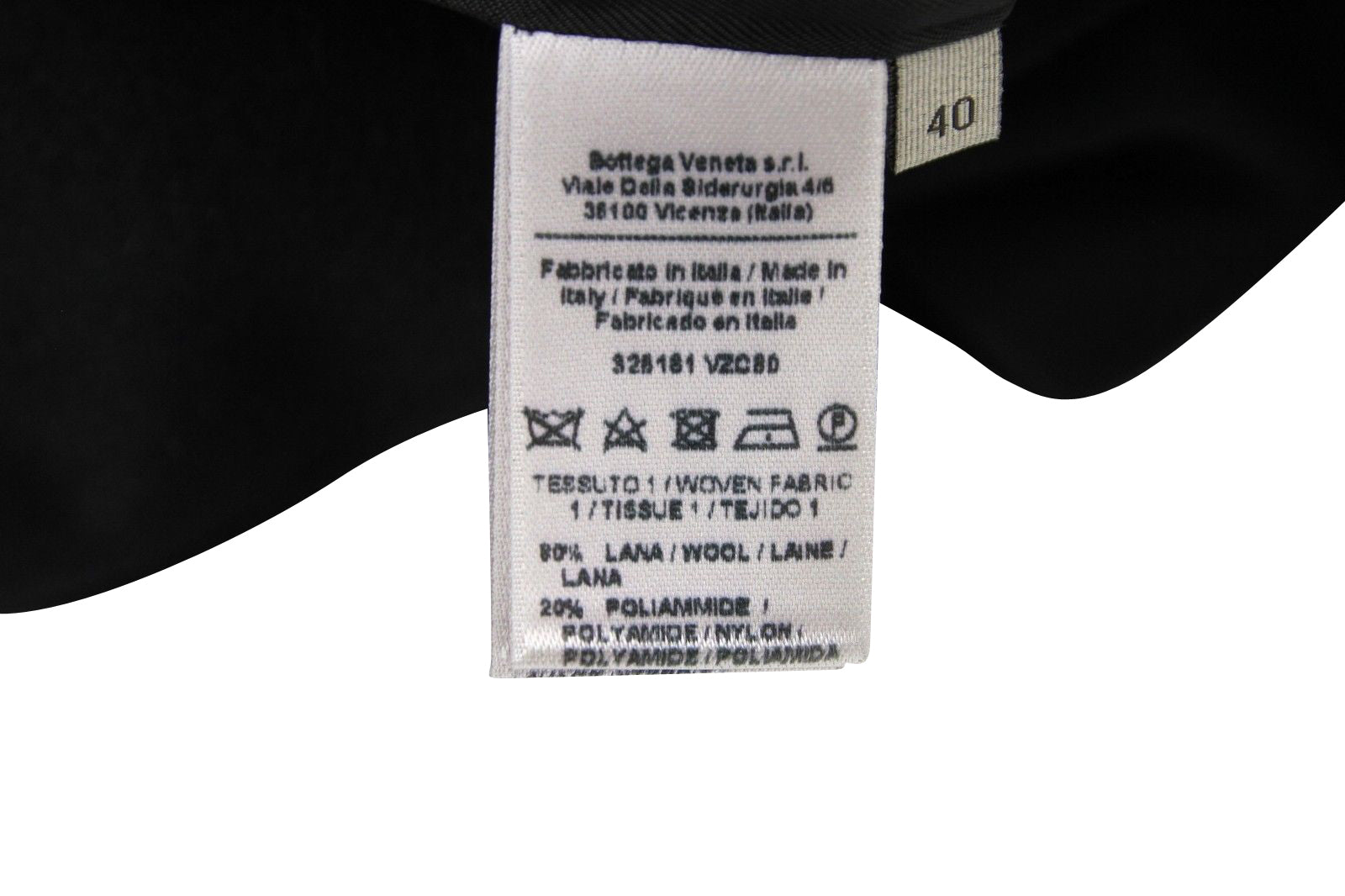 Bottega Veneta Women's Silk Pattern Black Wool Polyamide Dress Ruffle Detail(40)