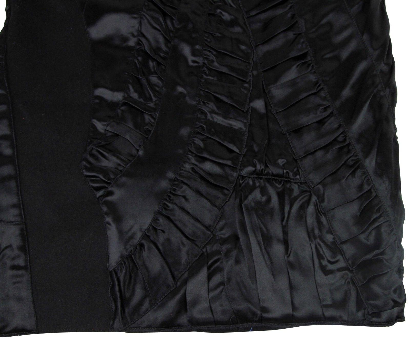 Bottega Veneta Women's Silk Pattern Black Wool Polyamide Dress Ruffle Detail(40)