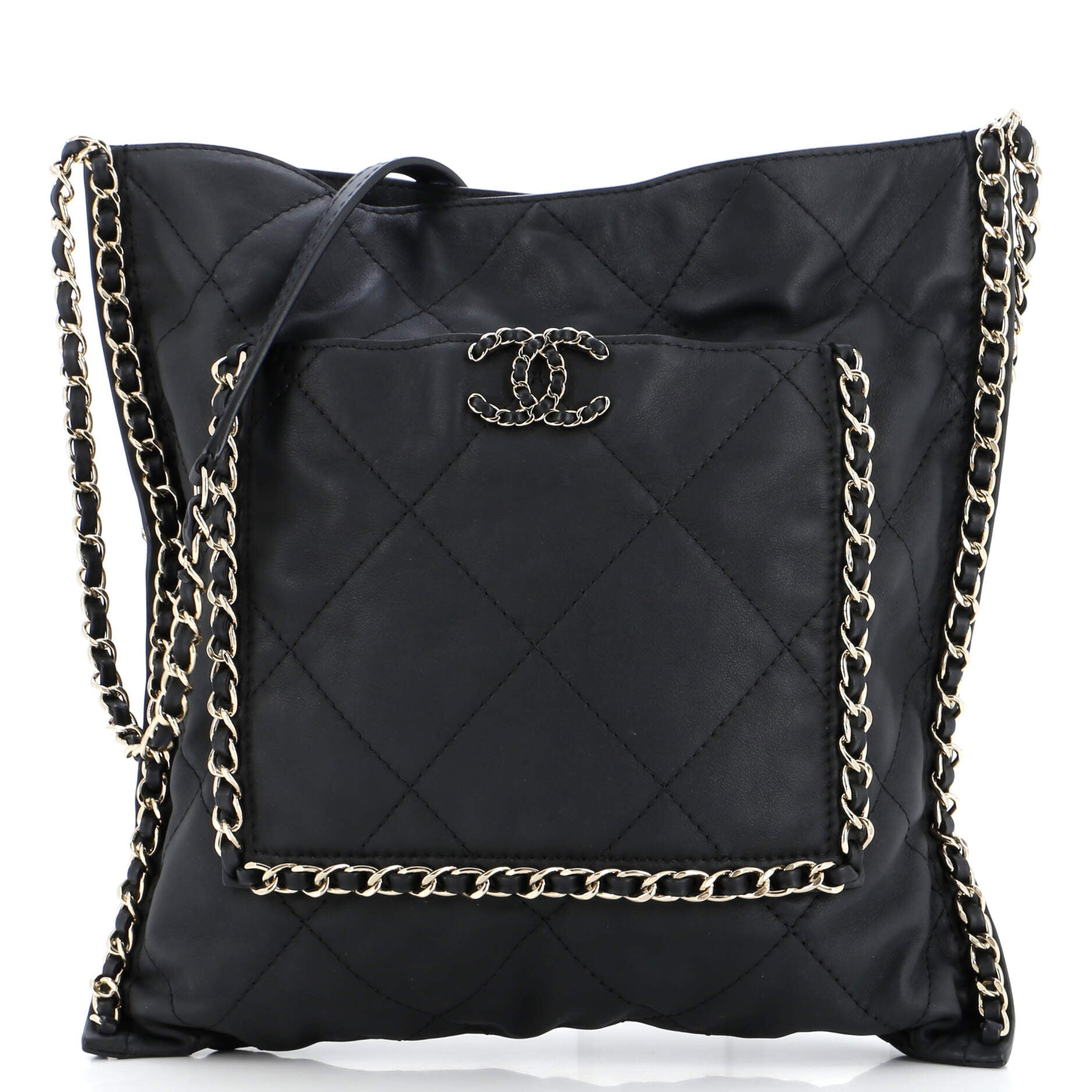 Chanel Flat Shopping Bag Quilted Calfskin Medium