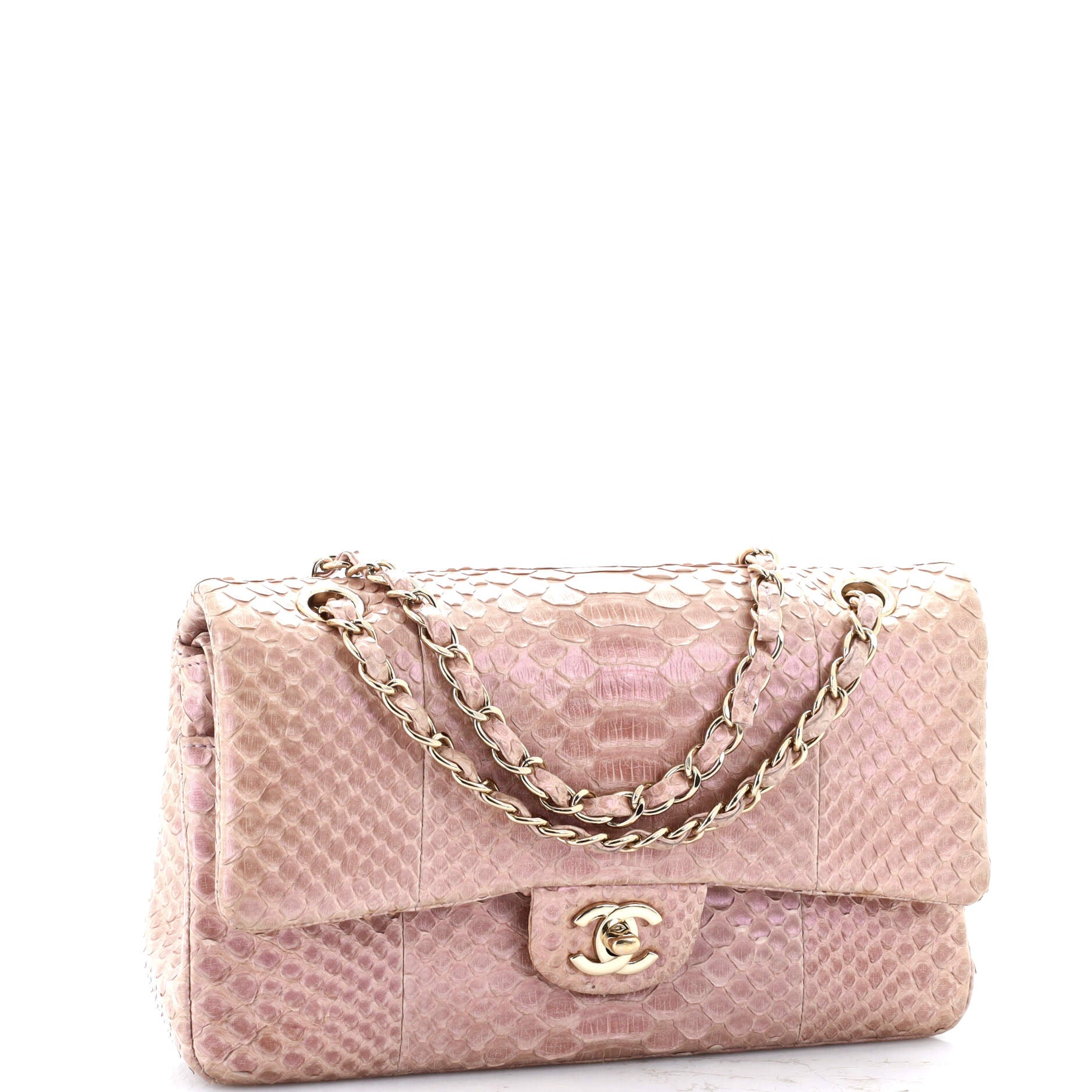 Chanel Classic Double Flap Bag Iridescent Python Medium