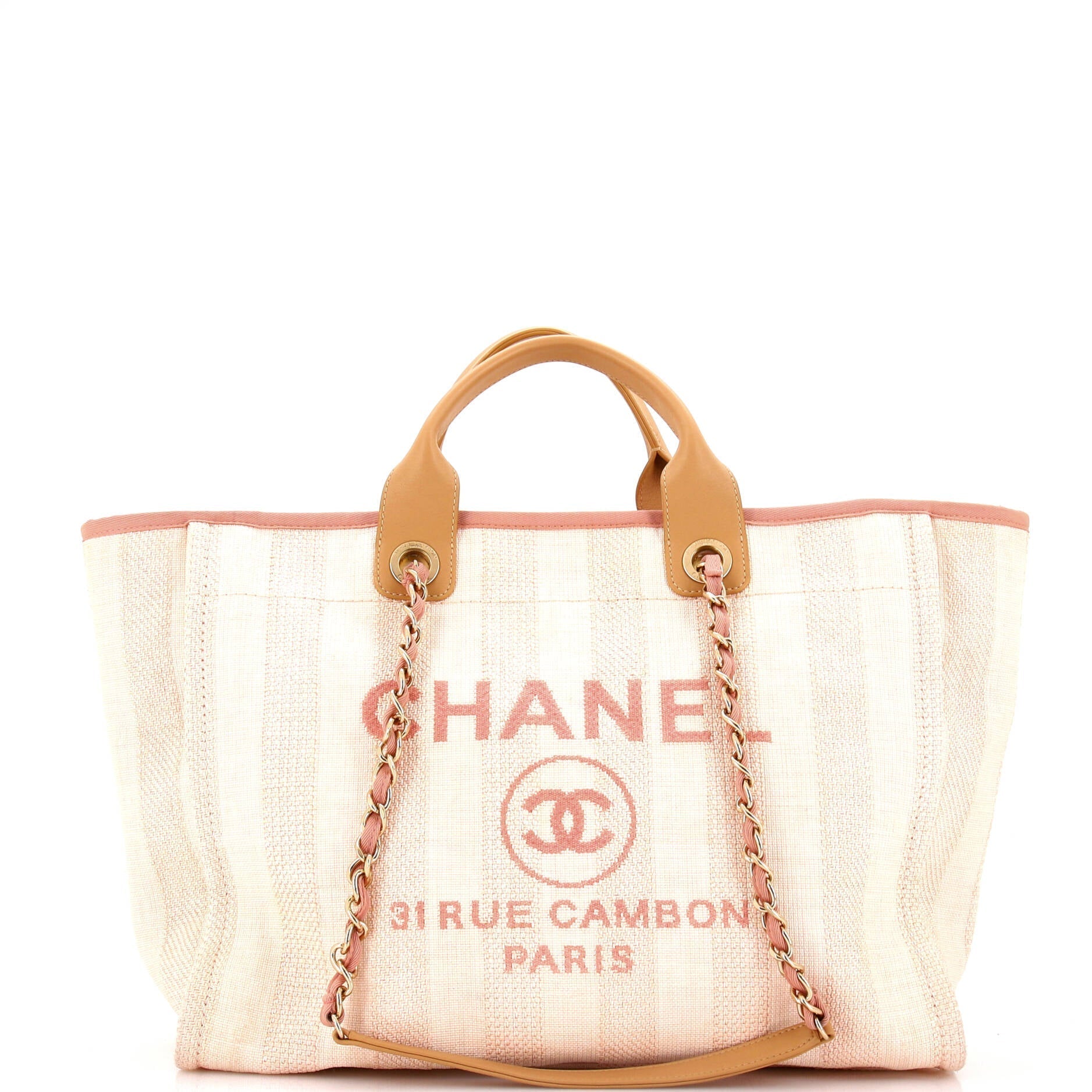 Chanel Deauville Tote Striped Mixed Fibers Medium