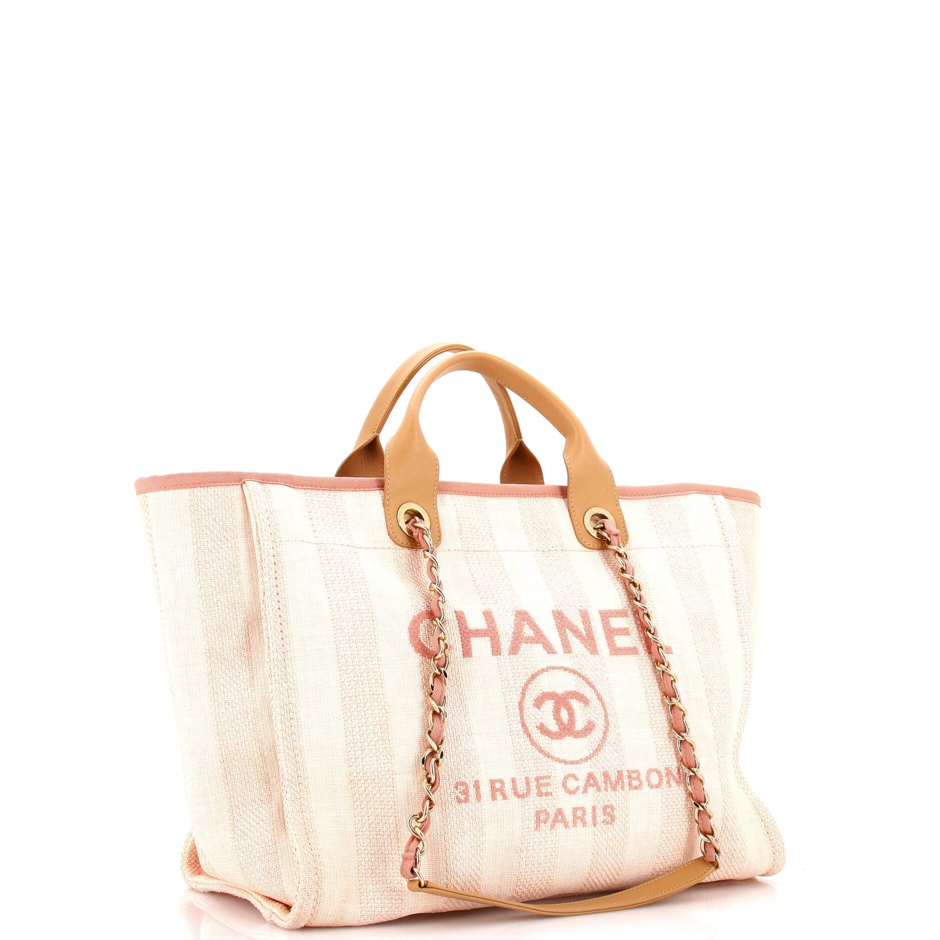 Chanel Deauville Tote Striped Mixed Fibers Medium