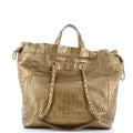 Chanel Paris-New York Drawstring Chain Tote Crocodile Embossed Calfskin Large