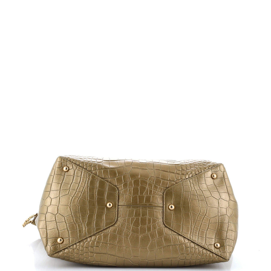 Chanel Paris-New York Drawstring Chain Tote Crocodile Embossed Calfskin Large