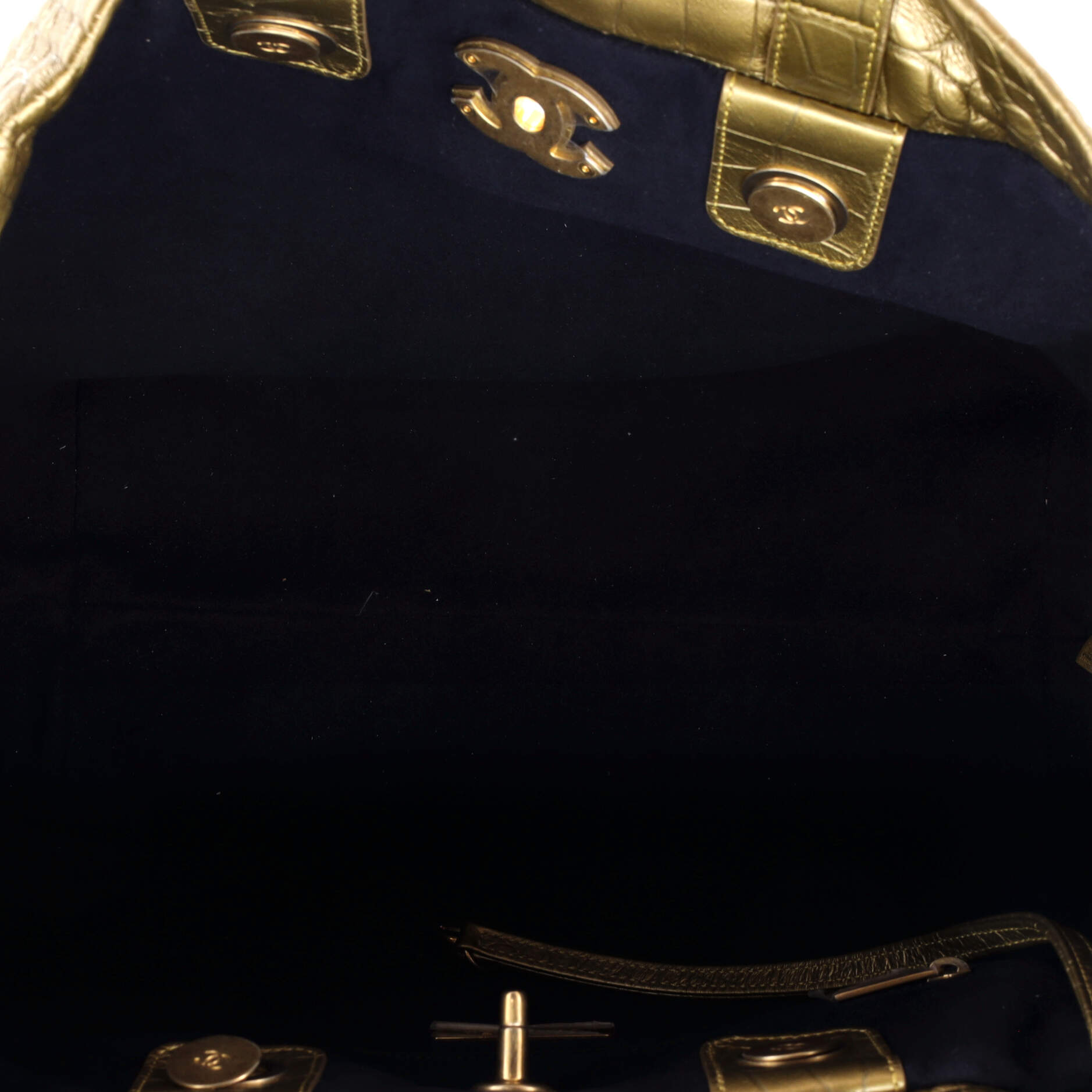 Chanel Paris-New York Drawstring Chain Tote Crocodile Embossed Calfskin Large