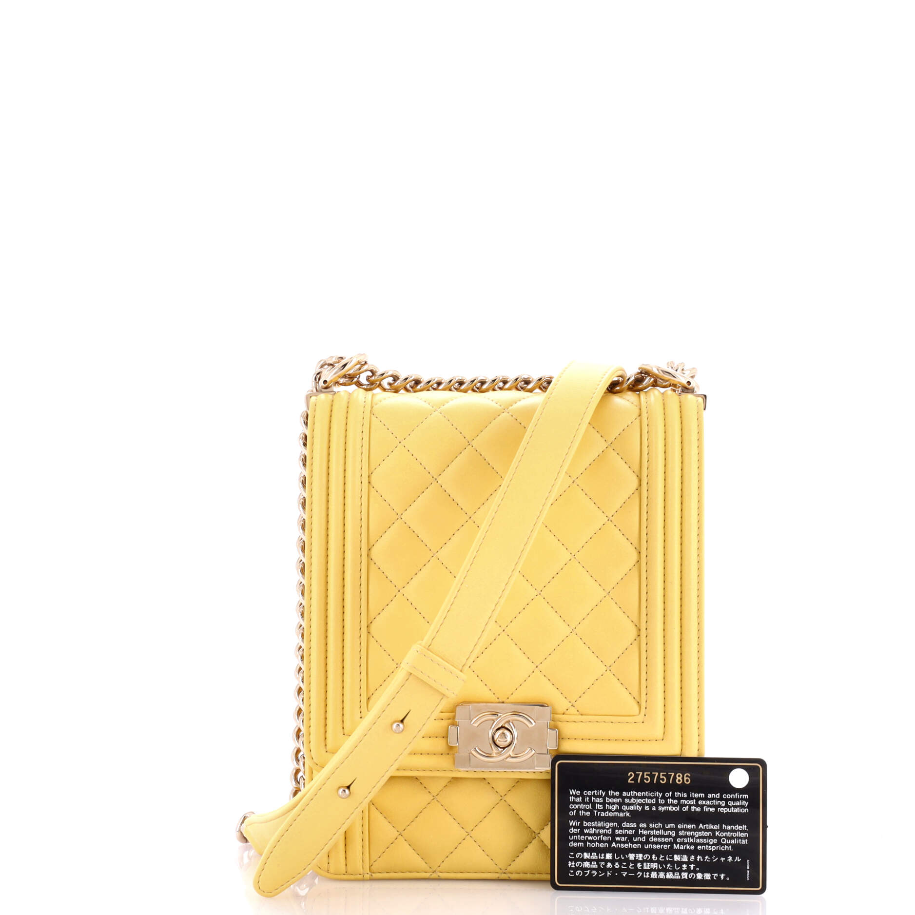 Chanel North South Boy Flap Bag Quilted Lambskin Small