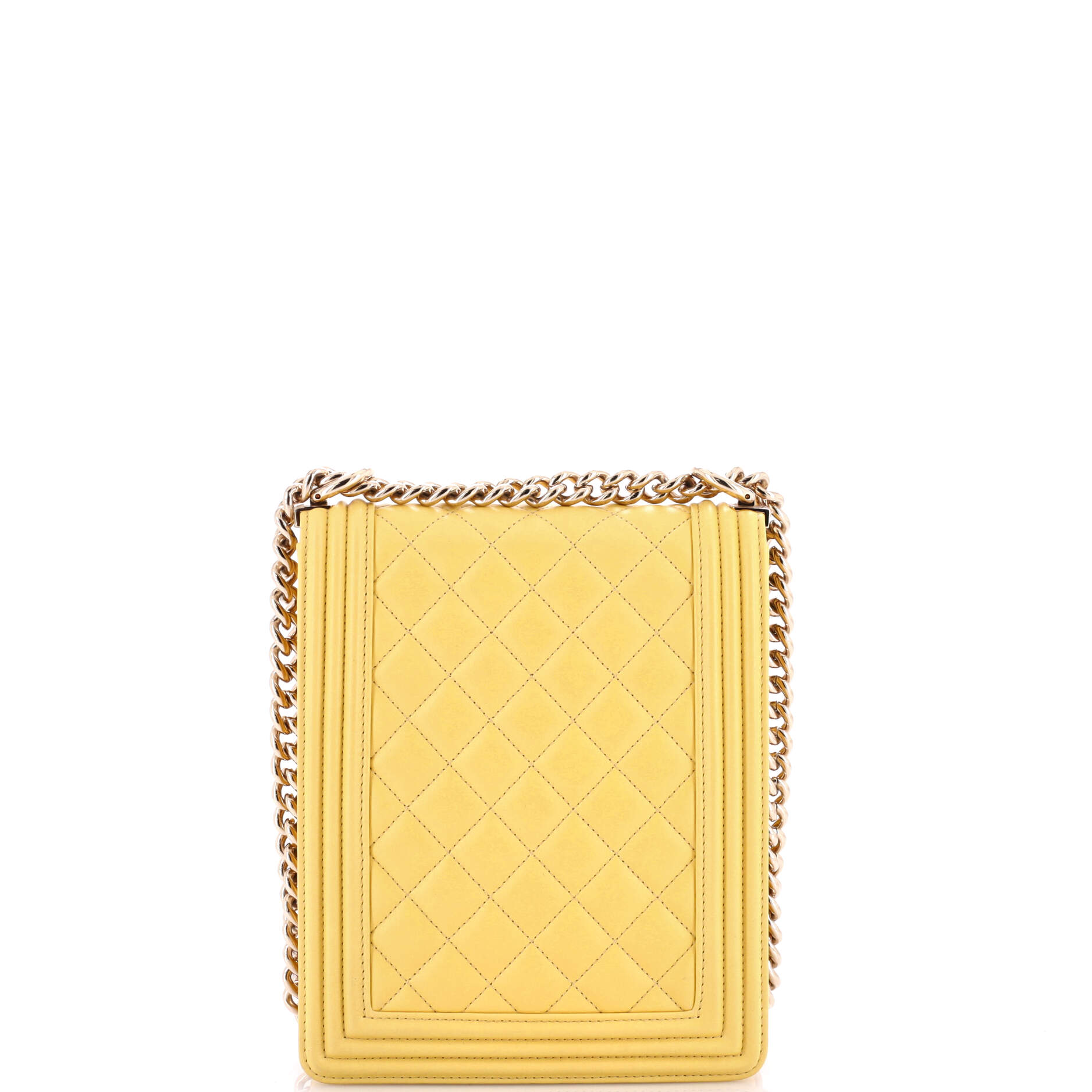 Chanel North South Boy Flap Bag Quilted Lambskin Small