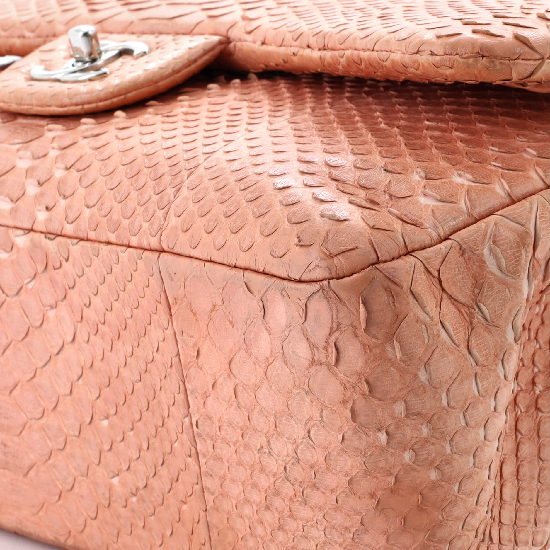 Chanel Classic Double Flap Bag Matte Python Jumbo