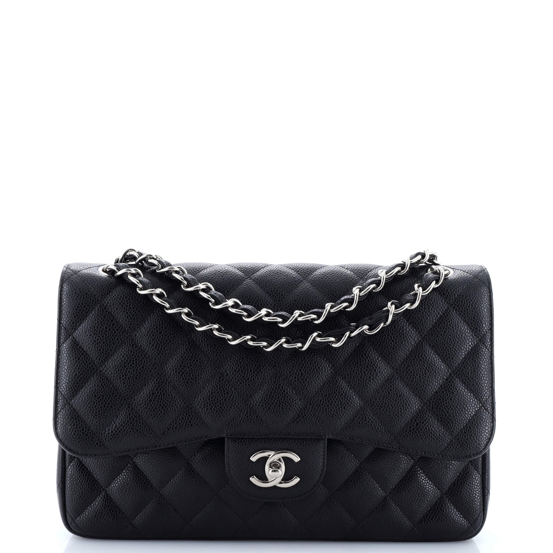 Chanel Classic Double Flap Bag Quilted Caviar Jumbo