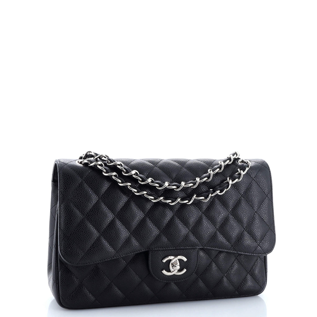 Chanel Classic Double Flap Bag Quilted Caviar Jumbo