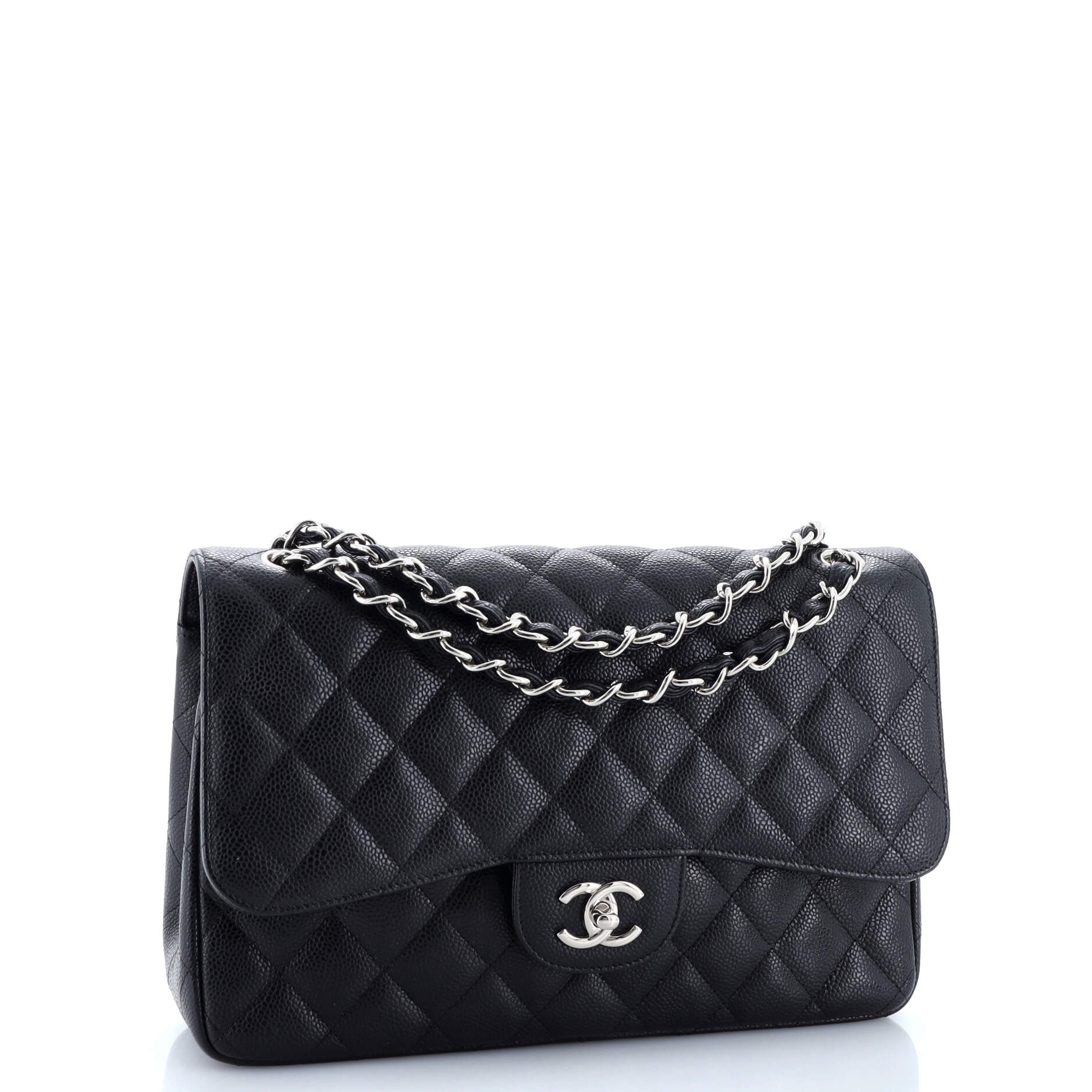 Chanel Classic Double Flap Bag Quilted Caviar Jumbo