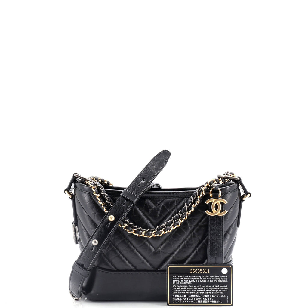 Chanel Gabrielle Hobo Chevron Aged Calfskin Small