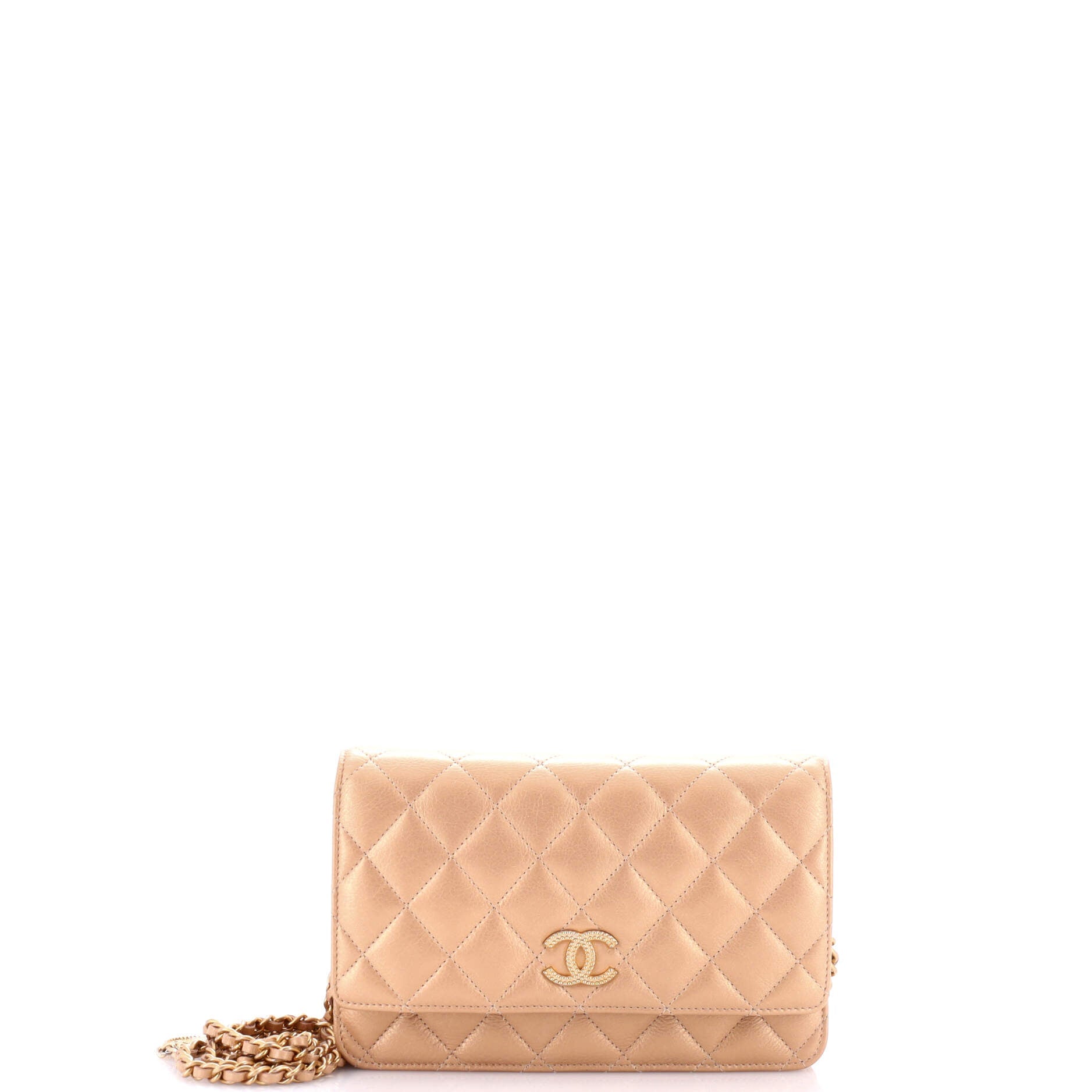 Chanel Textured CC Wallet on Chain Quilted Caviar