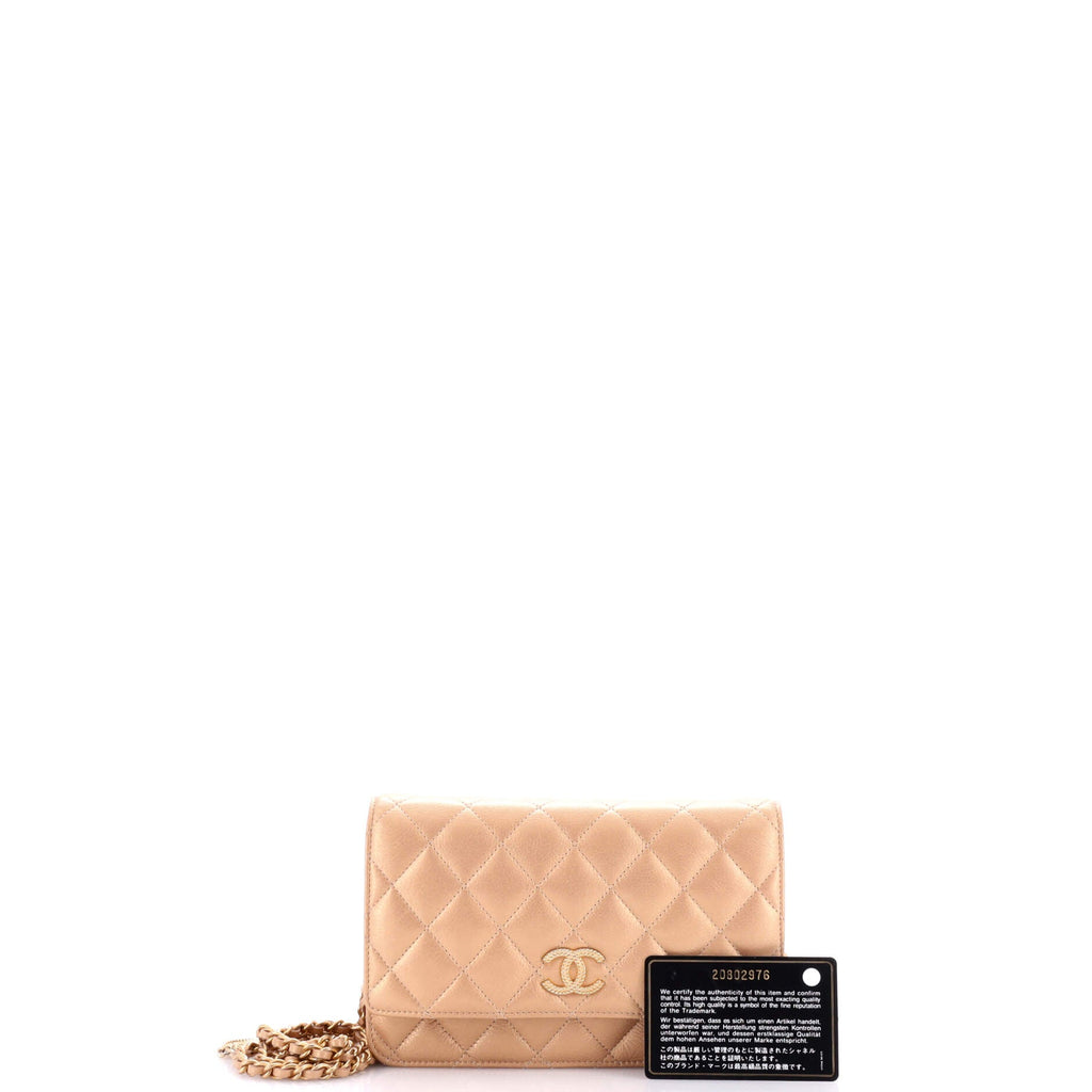 Chanel Textured CC Wallet on Chain Quilted Caviar