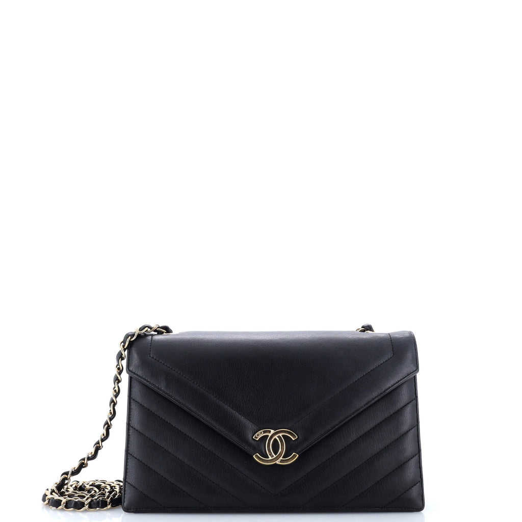 Chanel Envelope Flap Bag Chevron Calfskin Medium