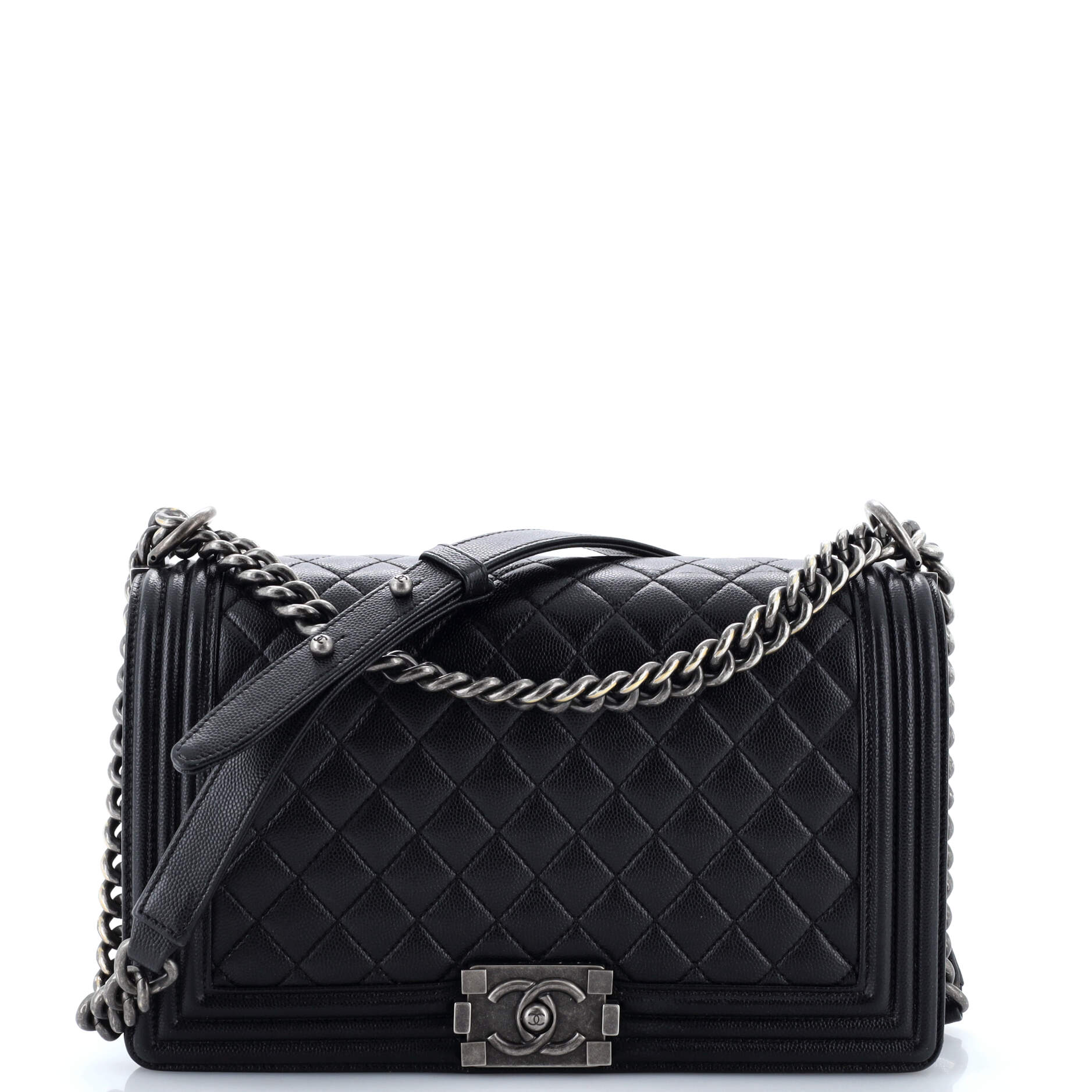 Chanel Boy Flap Bag Quilted Caviar New Medium