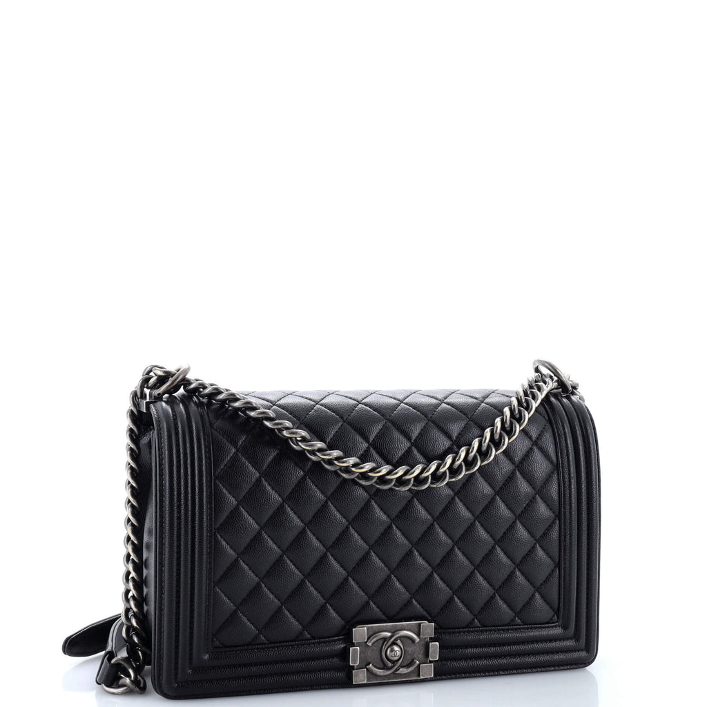 Chanel Boy Flap Bag Quilted Caviar New Medium