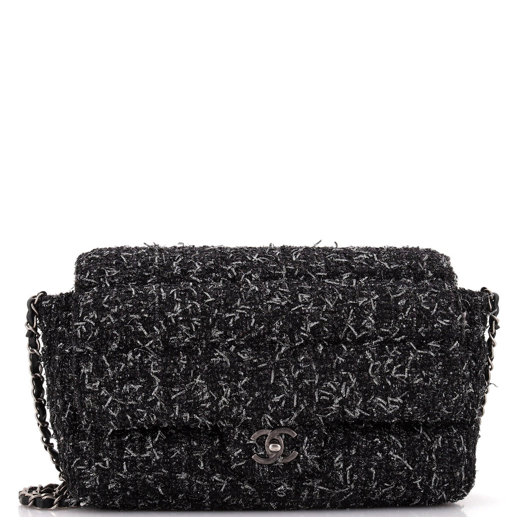 Chanel Classic Single Flap Bag Quilted Tweed Medium