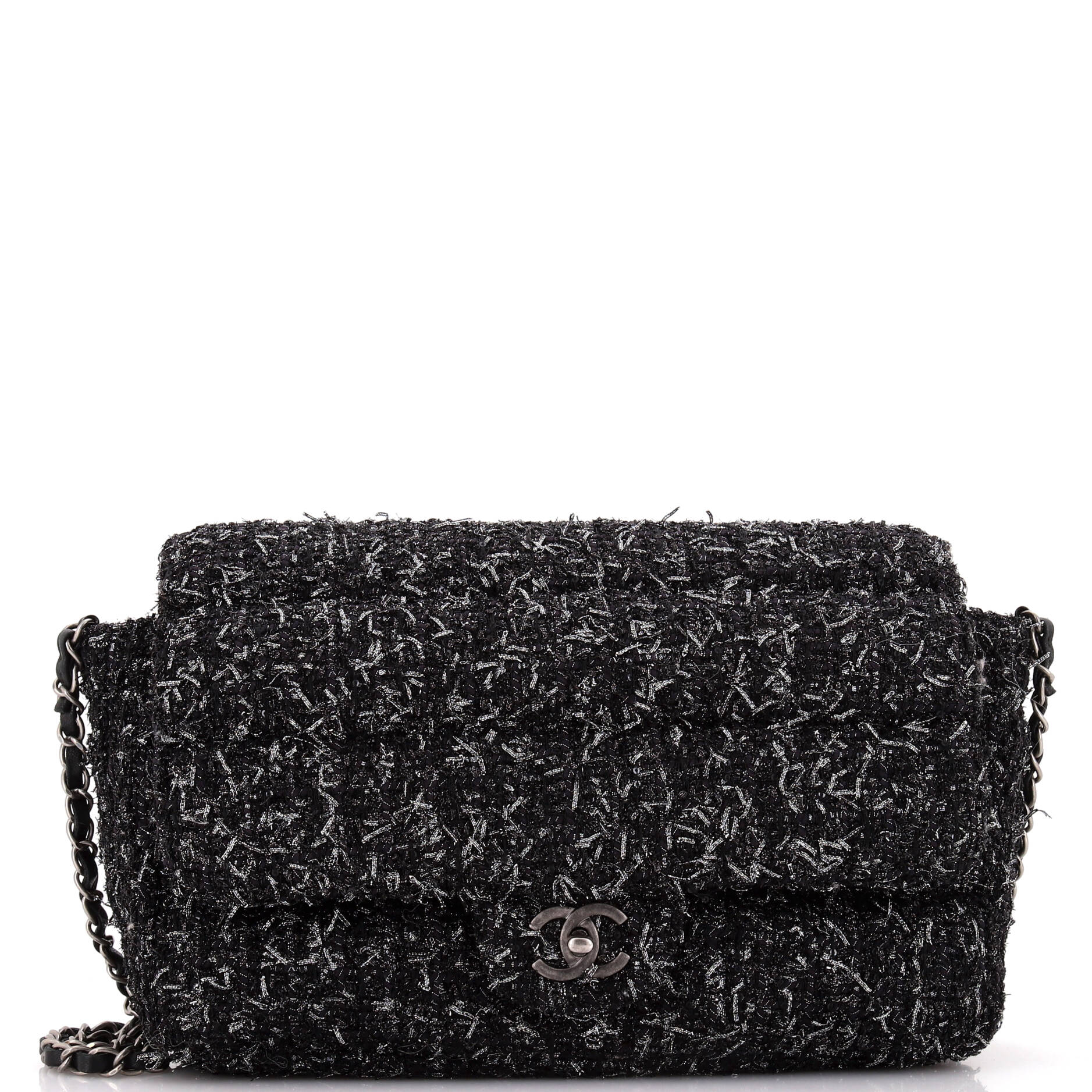 Chanel Classic Single Flap Bag Quilted Tweed Medium