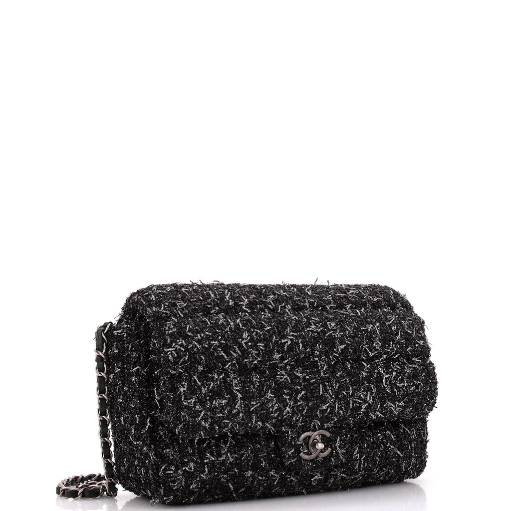 Chanel Classic Single Flap Bag Quilted Tweed Medium