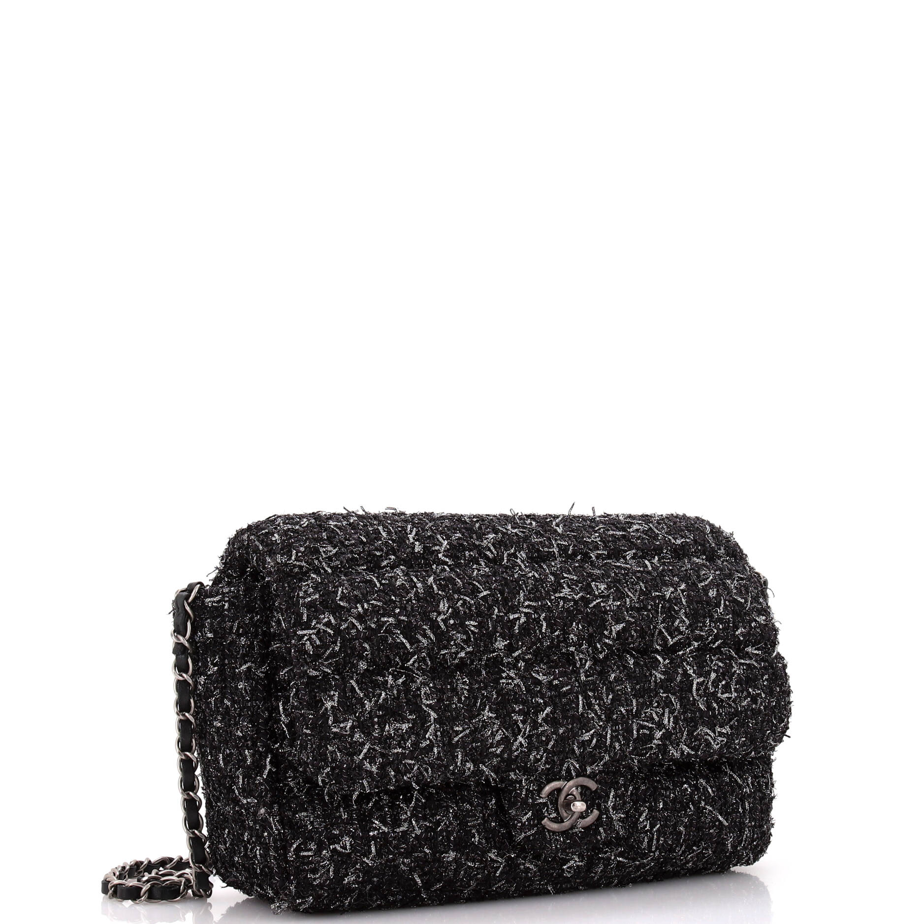 Chanel Classic Single Flap Bag Quilted Tweed Medium
