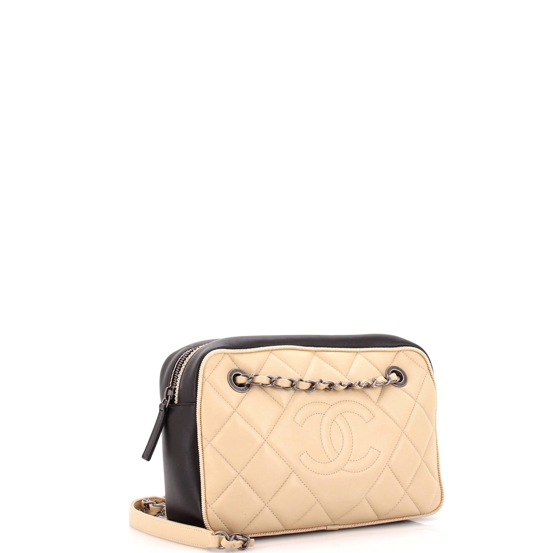 Chanel Diamond CC Camera Case Bag Quilted Lambskin Medium