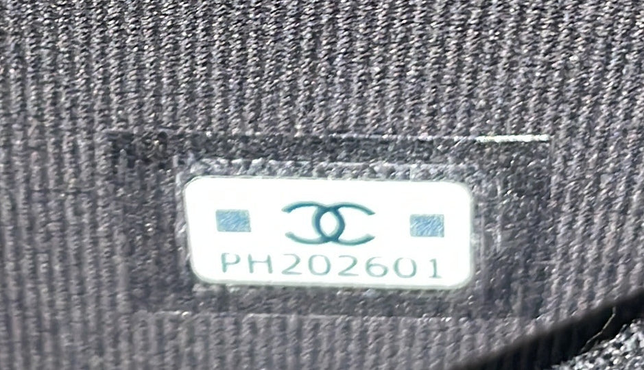 Chanel Logo and Pearl Top Handle Clutch with Chain Quilted Lambskin Small