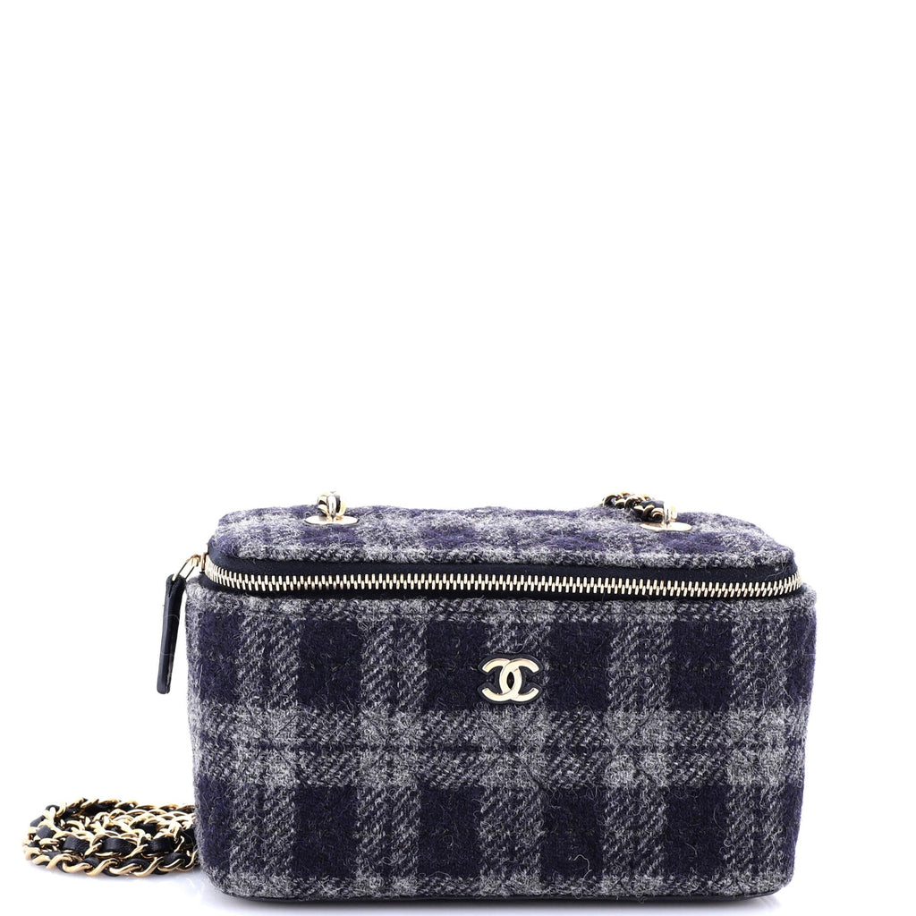 Chanel Classic Vanity Case with Chain Quilted Tweed Small