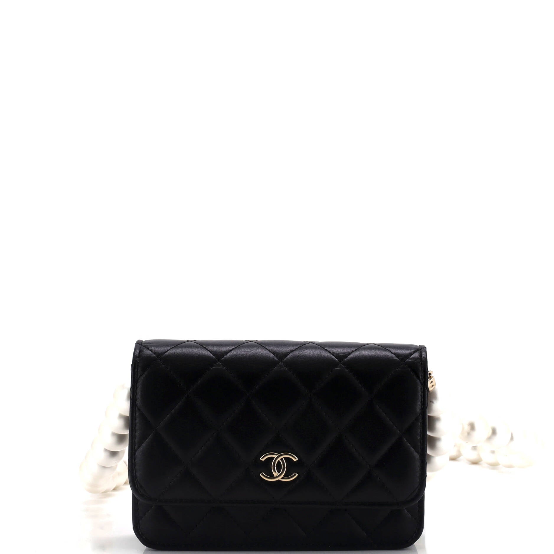 Chanel Pearl Strap CC Wallet on Chain Quilted Calfskin Mini