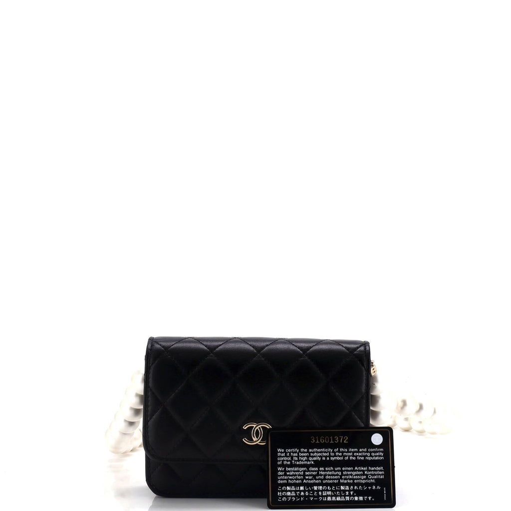 Chanel Pearl Strap CC Wallet on Chain Quilted Calfskin Mini