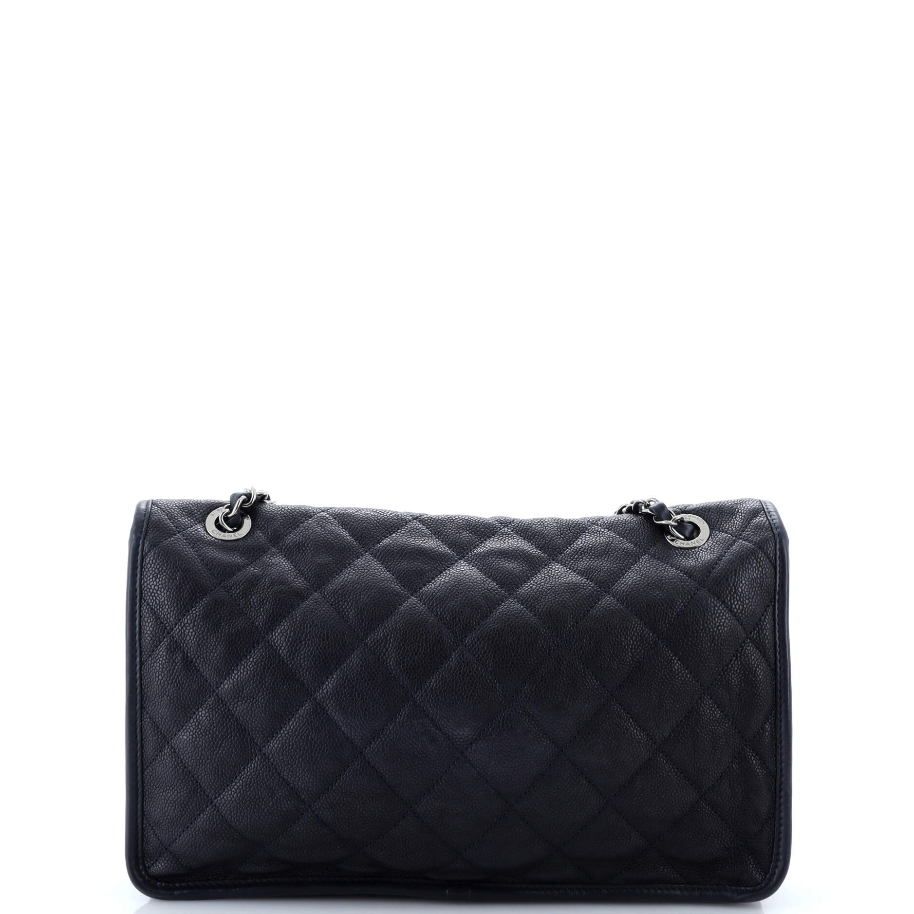 Chanel French Riviera Flap Bag Quilted Caviar Large