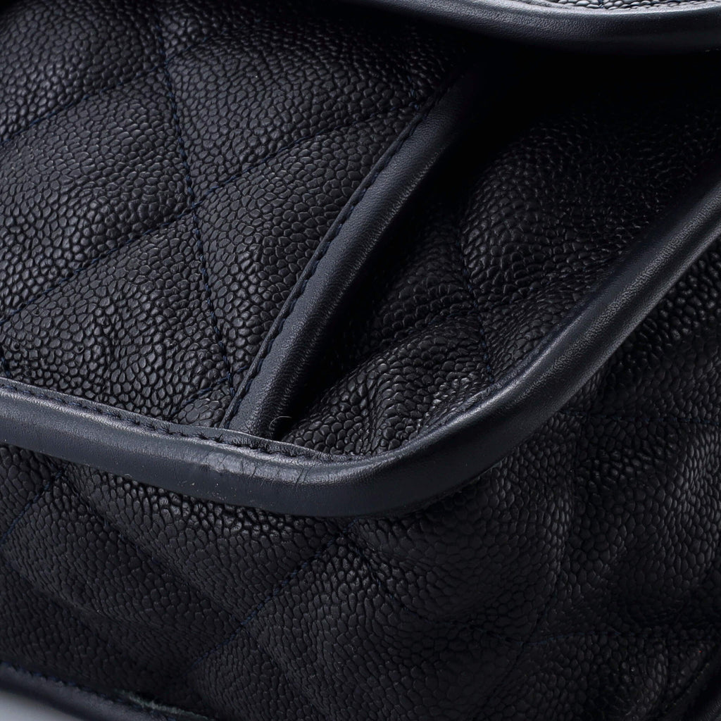 Chanel French Riviera Flap Bag Quilted Caviar Large