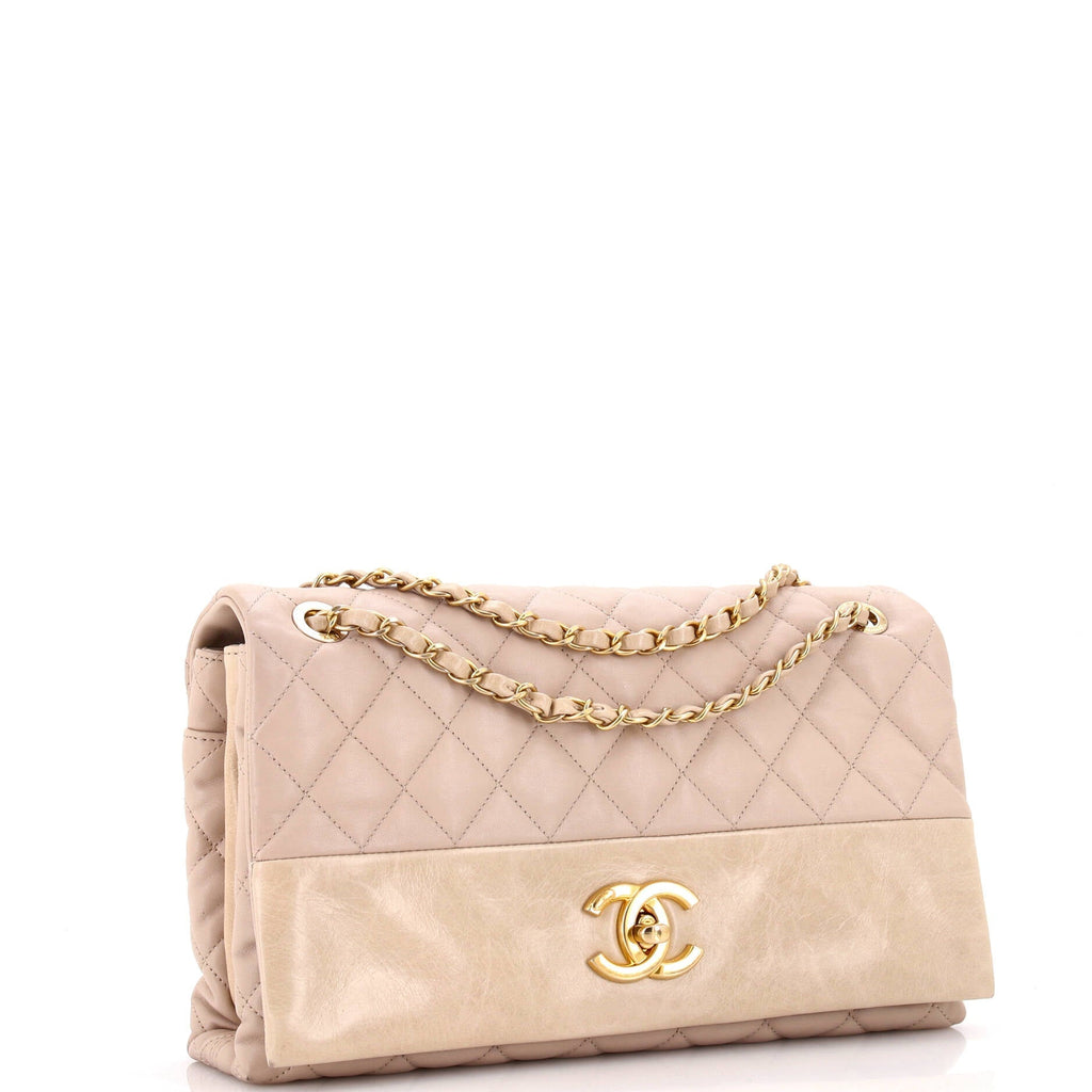 Chanel Soft Elegance Flap Bag Quilted Distressed Calfskin Jumbo