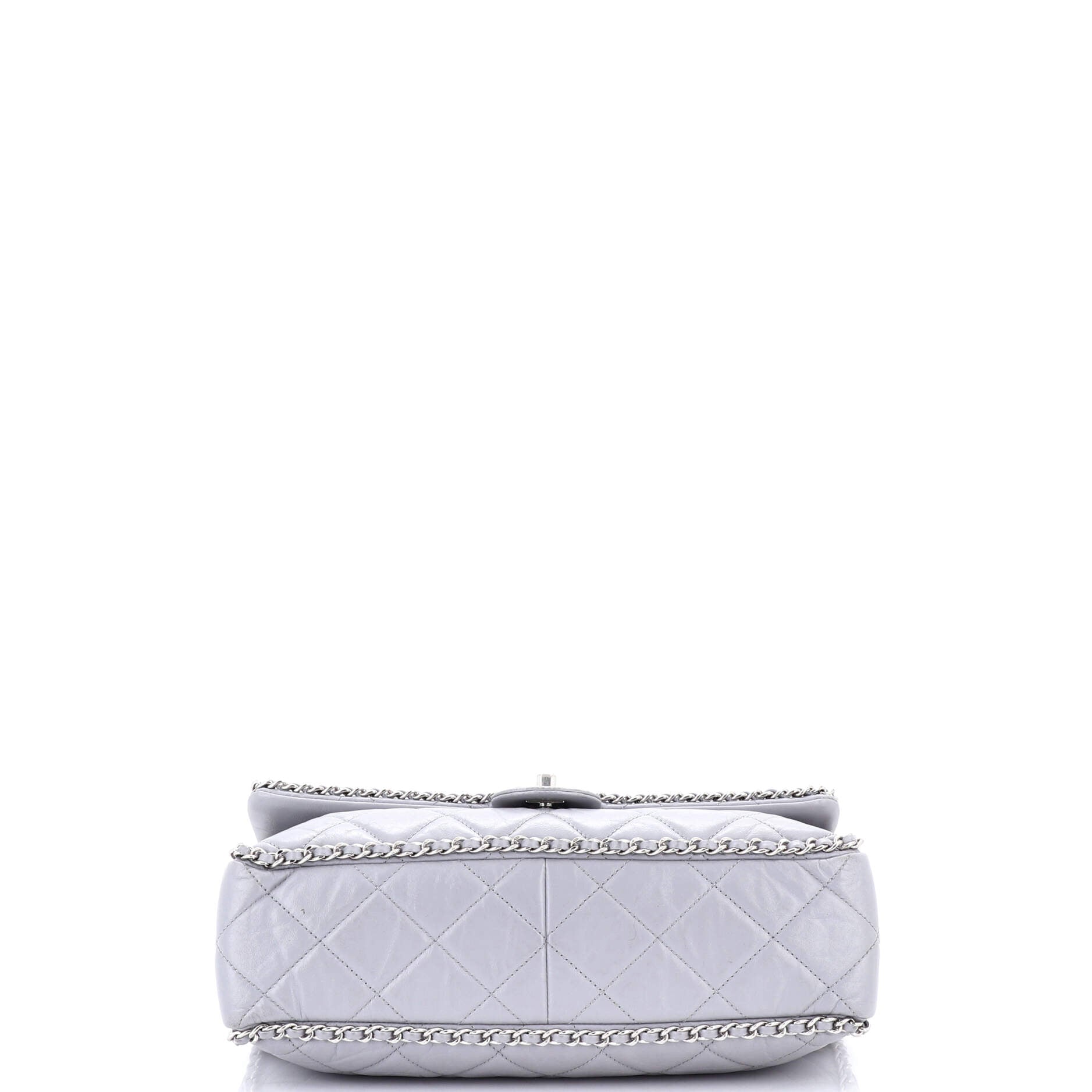 Chanel Running Chain Around Flap Bag Quilted Crumpled Calfskin Large