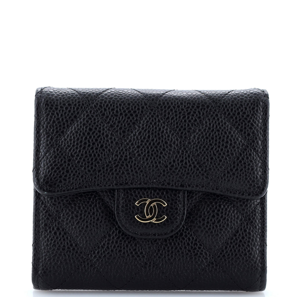 Chanel CC Compact Classic Flap Wallet Quilted Caviar