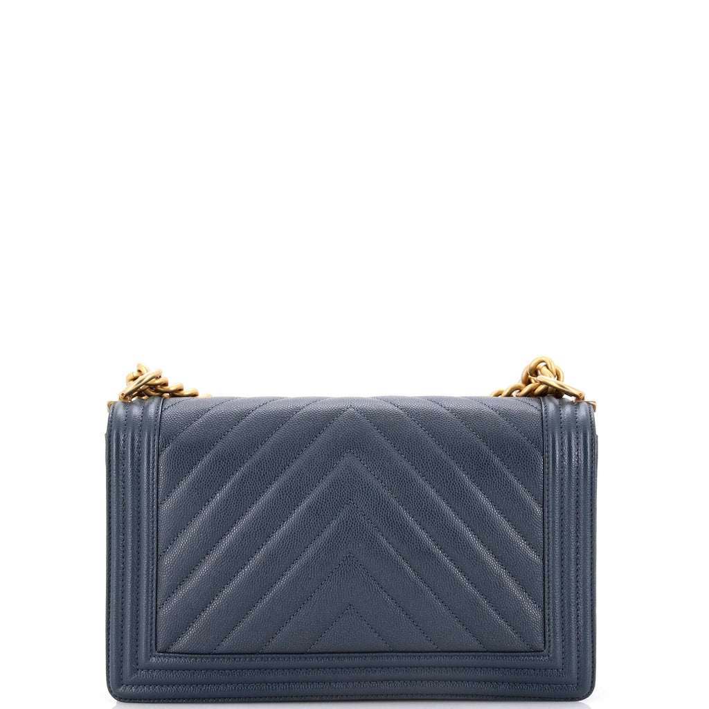 Chanel Boy Flap Bag Chevron Caviar New Medium