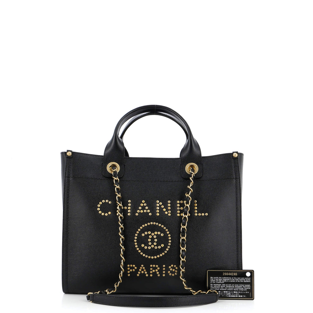 Chanel Deauville Tote Studded Caviar Small