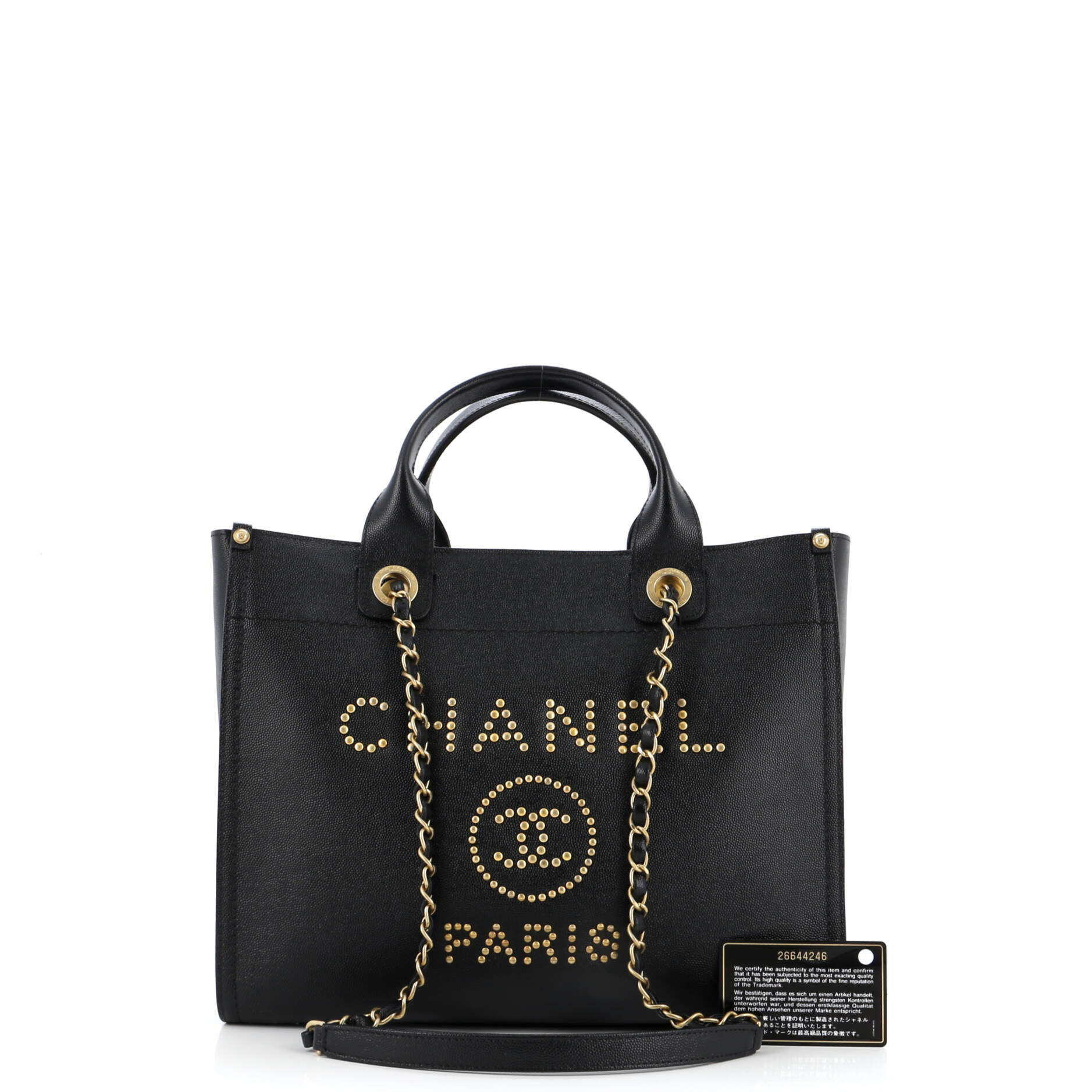 Chanel Deauville Tote Studded Caviar Small