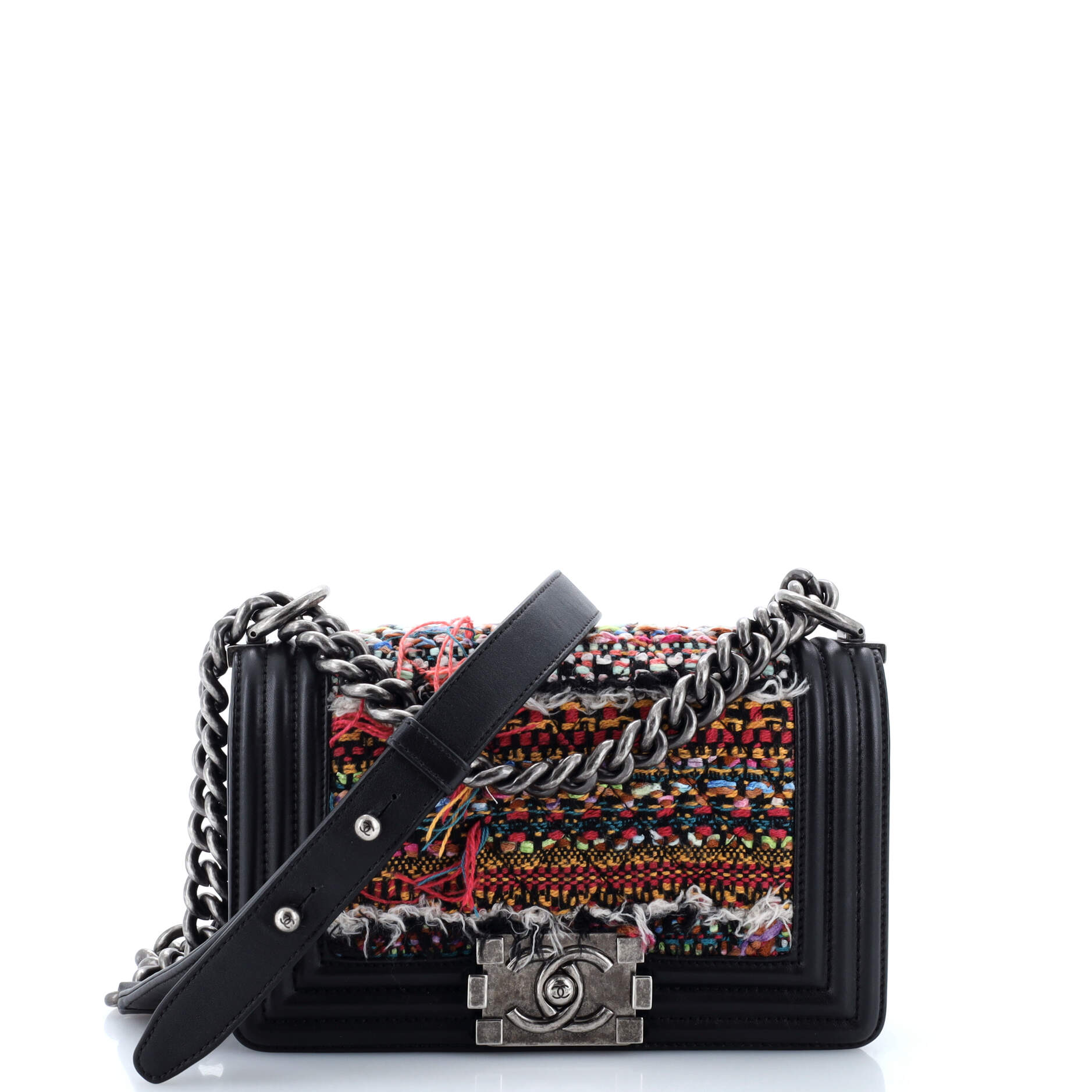 Chanel Boy Flap Bag Braided Tweed Small