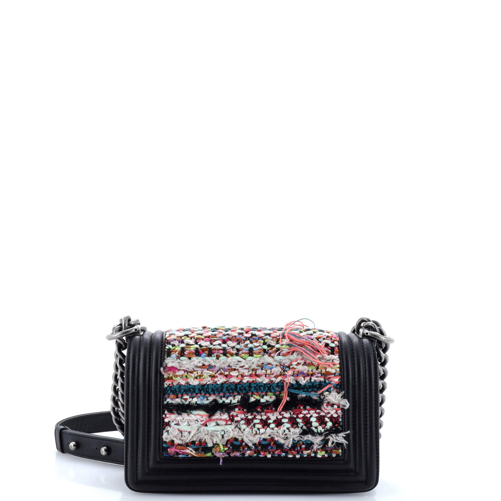 Chanel Boy Flap Bag Braided Tweed Small