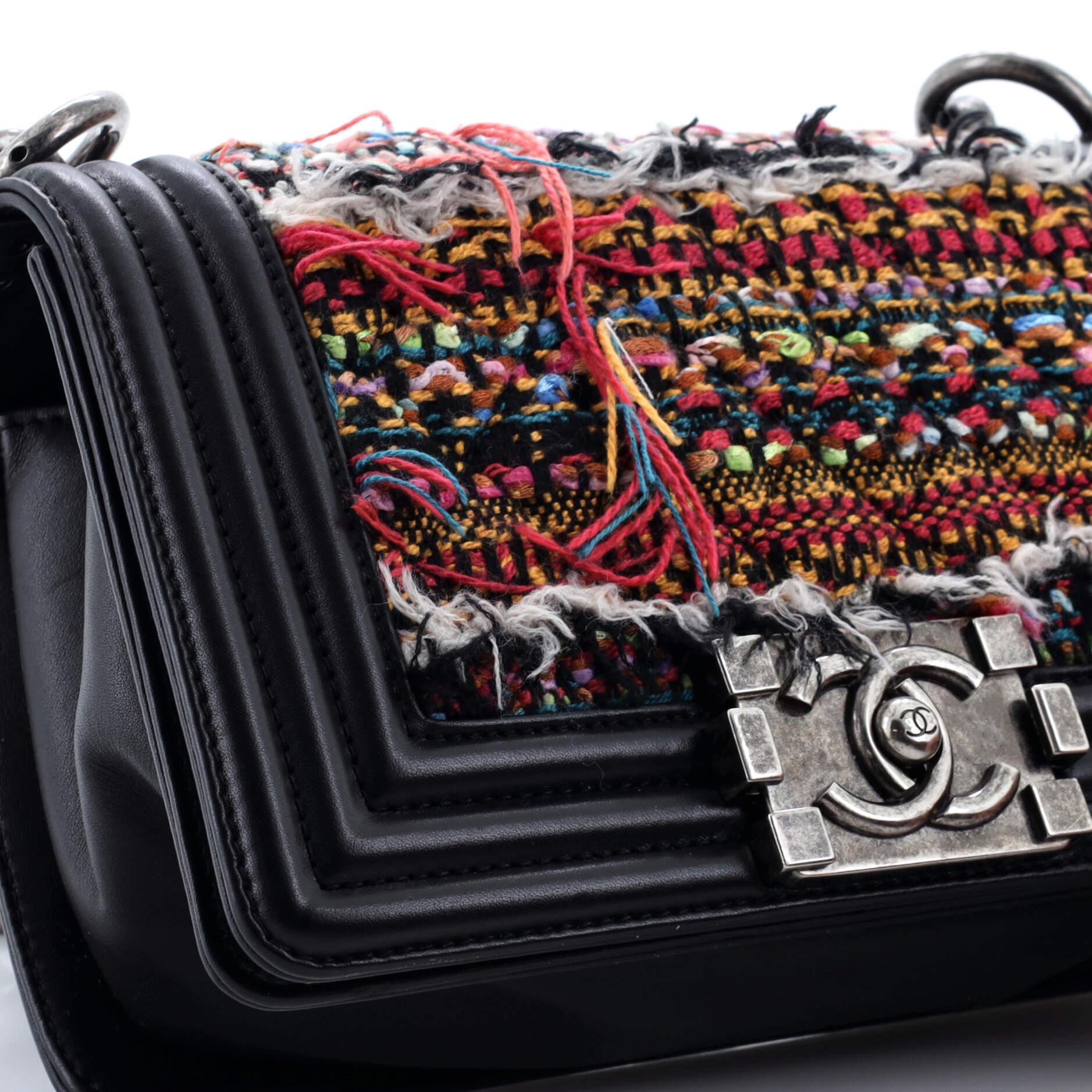Chanel Boy Flap Bag Braided Tweed Small
