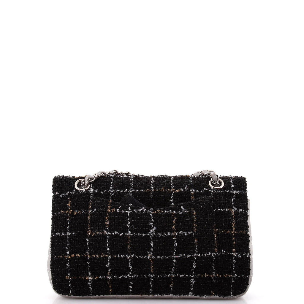 Chanel Classic Double Flap Bag Tweed and Quilted Lambskin Medium