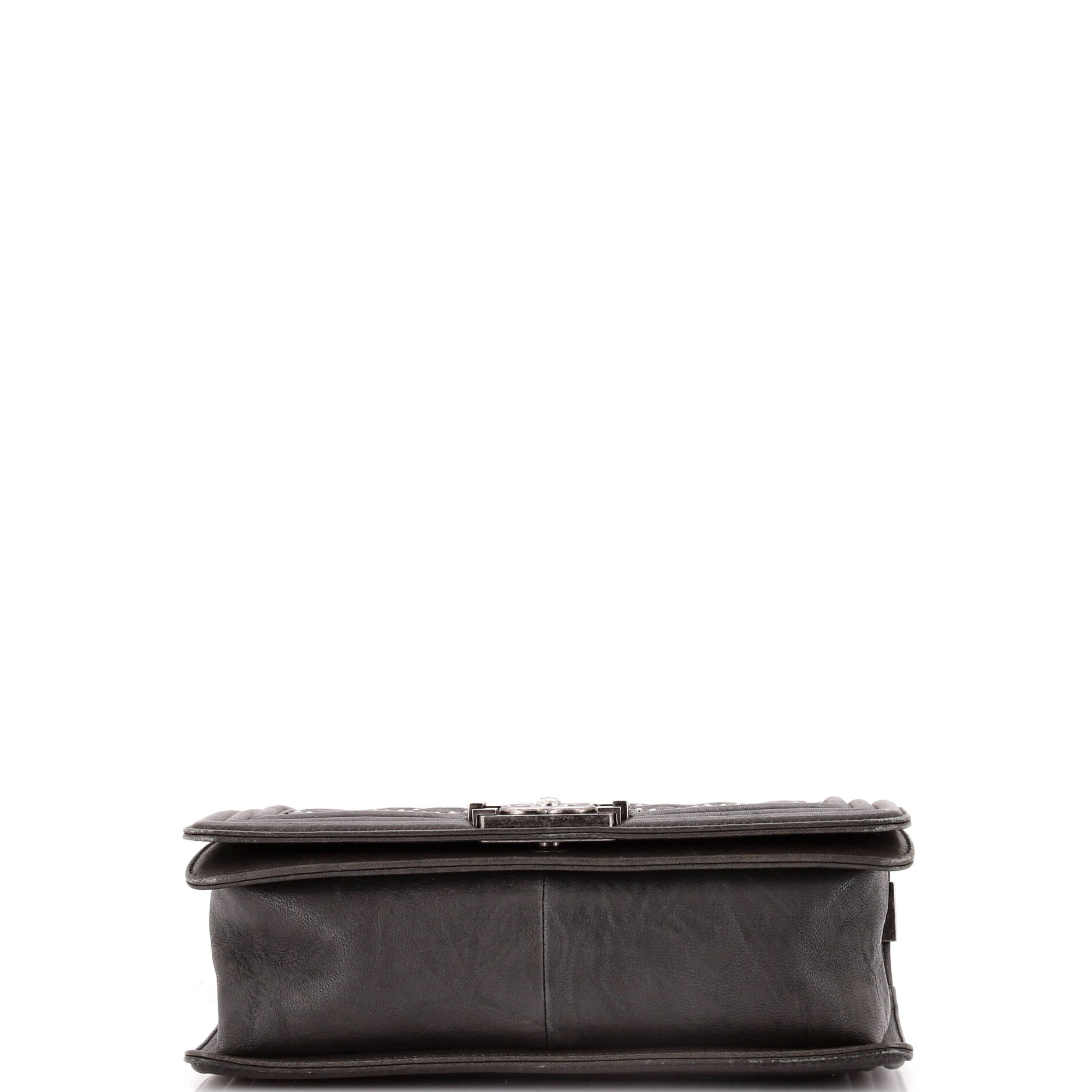 Chanel Boy Flap Bag Studded Quilted Distressed Calfskin Old Medium
