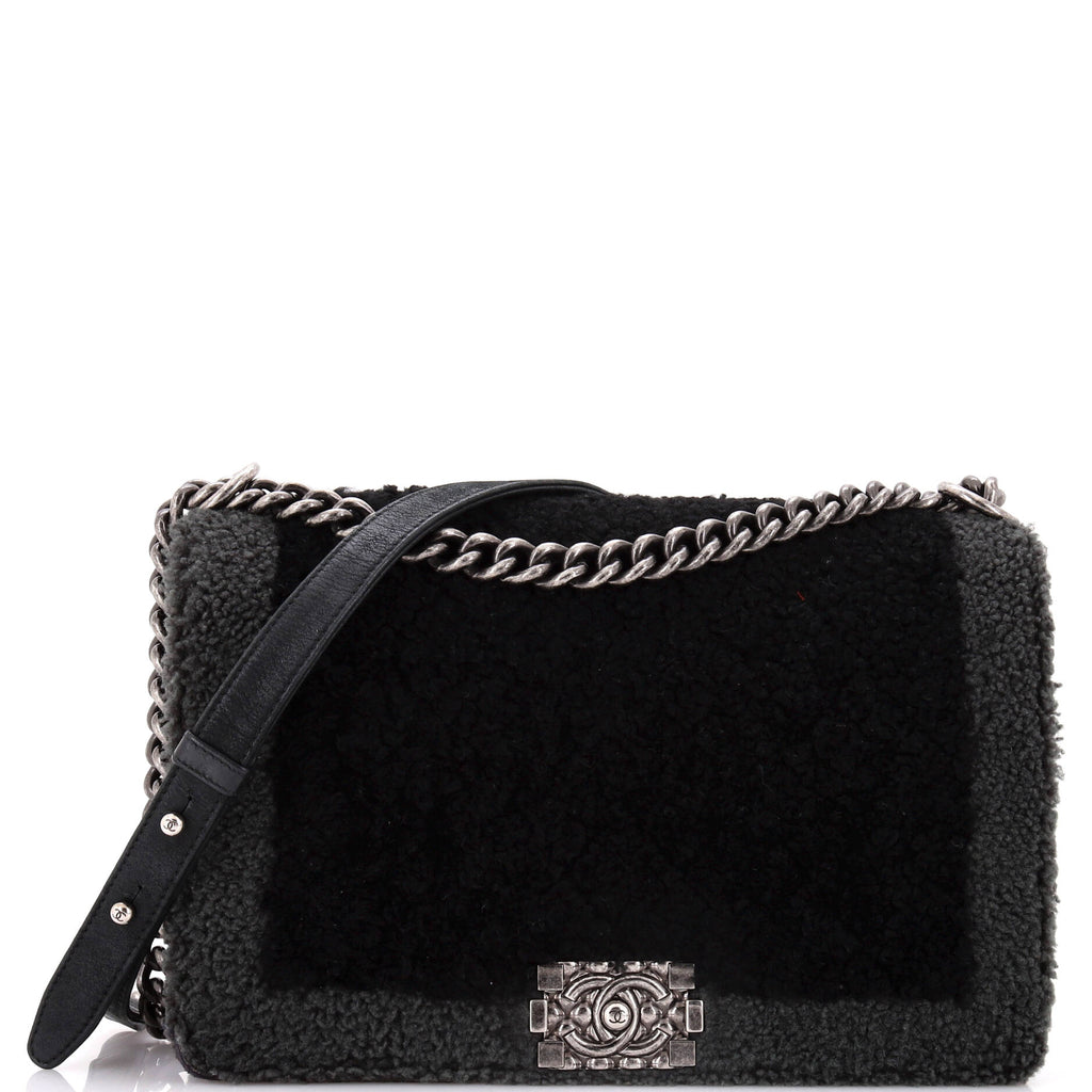 Chanel Boy Flap Bag Shearling New Medium