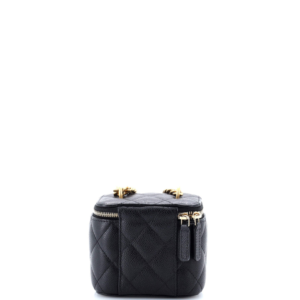 Chanel Sweet Heart Vanity Case with Chain Quilted Caviar Mini