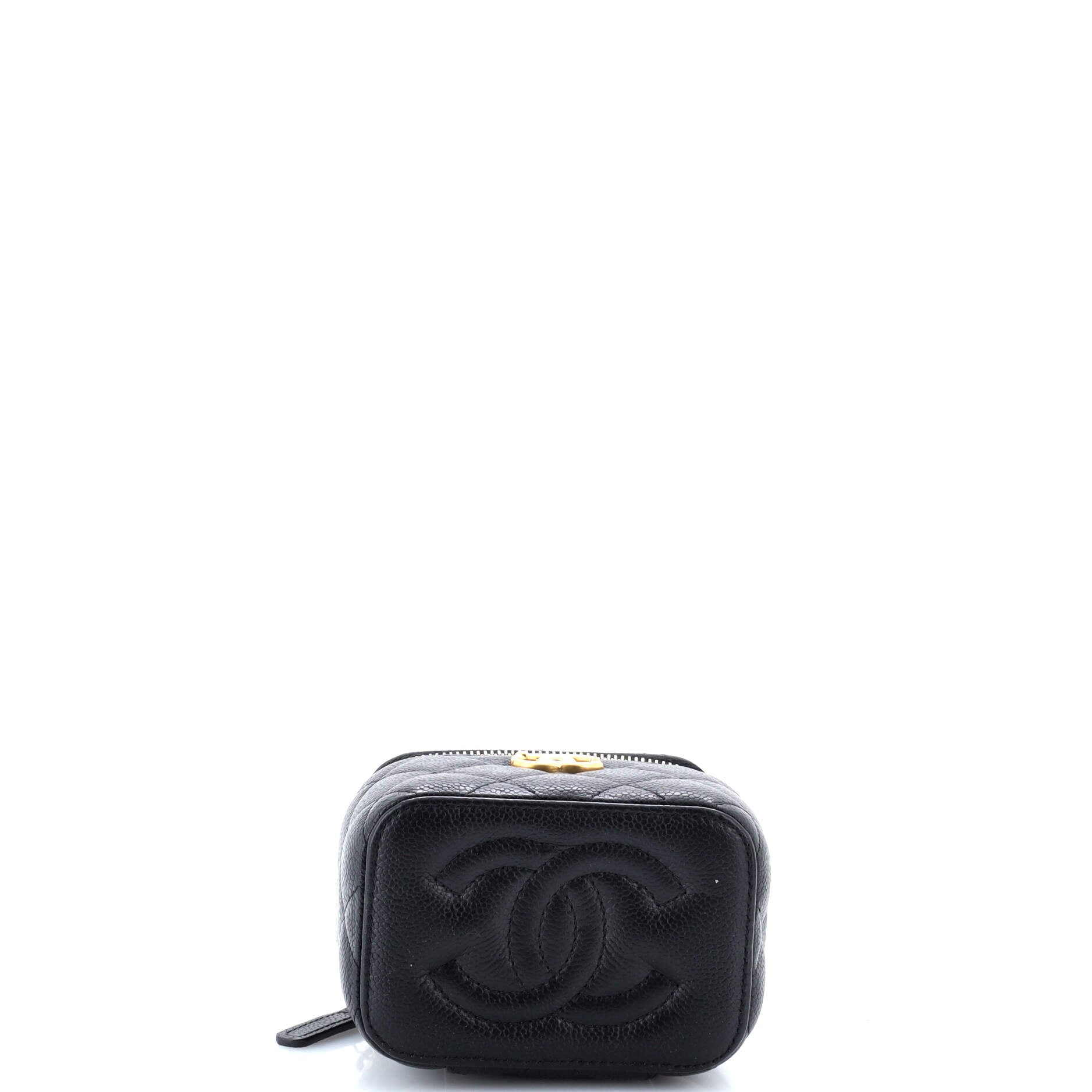 Chanel Sweet Heart Vanity Case with Chain Quilted Caviar Mini