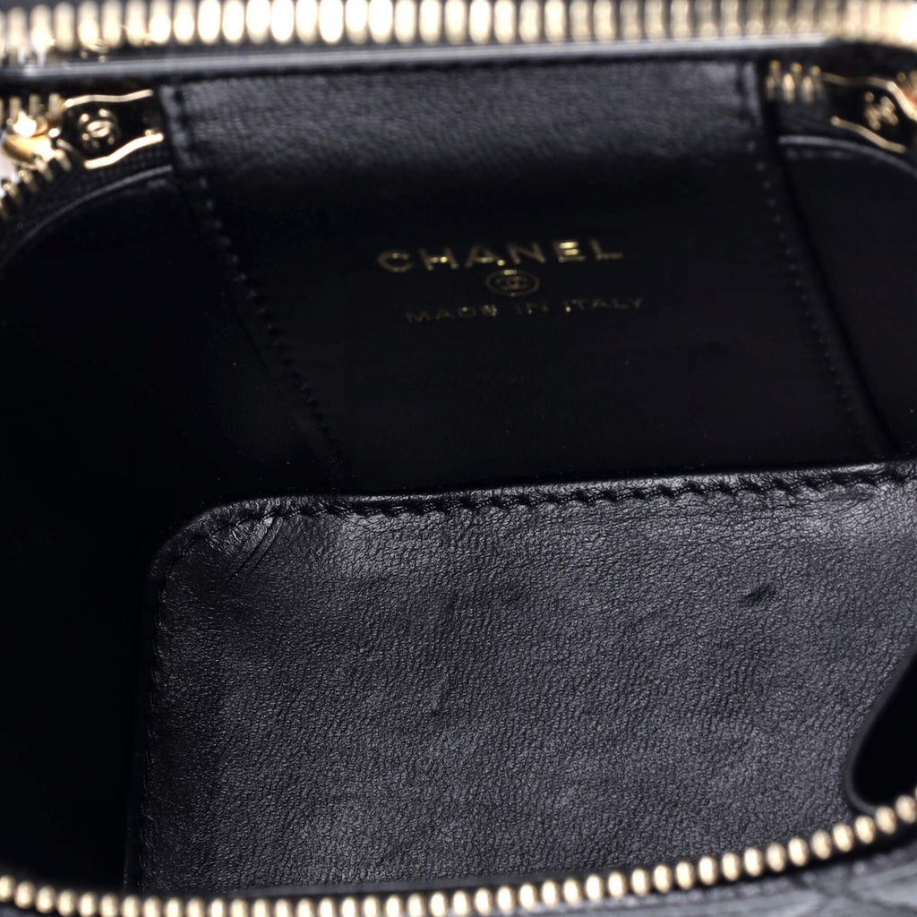 Chanel Sweet Heart Vanity Case with Chain Quilted Caviar Mini